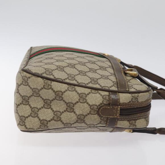GUCCI GG Supreme Web Sherry Line Hand Bag Pvc Beige Gold Red - Picture 4 of 16